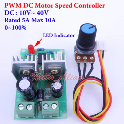 10-40V 12V 18V 24V 36V 5A DC Motor Adjustable Speed Controller PWM Regulator - Image 1 of 4