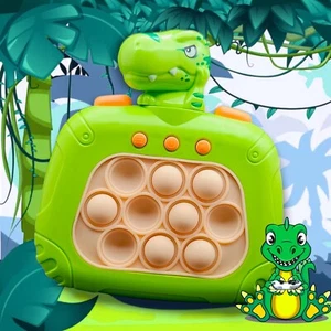 Green T Rex Dinosaur Quick Push It Light Up Fidget Toy Bubble Puzzle Pop Game - Picture 1 of 11