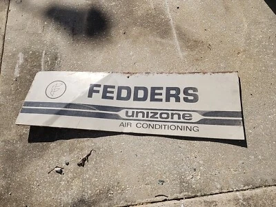 Letrero publicitario metálico vintage años 70 Fedders aire acondicionado 47x14 RARO Foto 1 de 4
