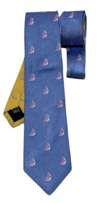 Corbata de seda azul velero DUCHAMP INGLATERRA 60”/3” EC Foto 1 de 4