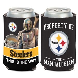 Pittsburgh Steelers Star Wars Mandalorian 12oz. Can Coolie Koozie 2 Sided