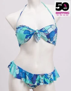 Set bikini ISOLDA prezzo consigliato 165 € taglia L motivo floreale imbottito con volant - Foto 1 di 5