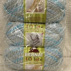 (3) 3.5oz Skiens BERNAT LI'L TOTS YARN 42730 COOL BLUE Med 4 Acrylic RARE - Picture 1 of 6