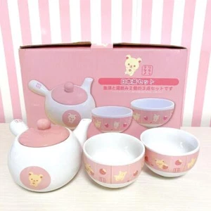 Rilakkuma Korilakkuma SanX Japanese Tea Set 3 Cup Teapot Strawberry Pink Japan - Picture 1 of 24