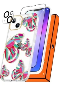 Butterfly Case for iPhone 13-6.1”, Camera Cover+Screen Protector - Picture 1 of 5