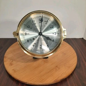 Bell Clock Co. Company 6" 8 Day Bell Strike Ship Clock Brass Vintage - Picture 1 of 12