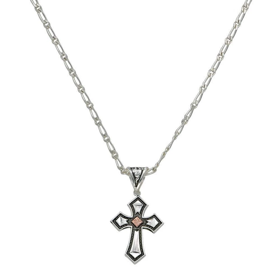 Montana Silversmiths NC1161 Antique Copper Diamond Cross Necklace