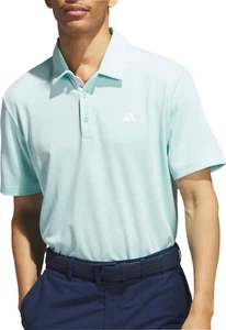 adidas Drive Heather Mens Golf Polo Shirt Green Short Sleeve T-Shirt 3 Stripes - Picture 1 of 5