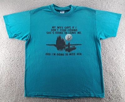 Camisa de pesca divertida vintage para hombre XL verde azulado puntada única Stedman Super 50 EE. UU. 90  Foto 1 de 4