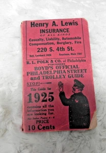Vtg 1925 Boyd’s Philadelphia Street & Trolly Guide Booklet Local Ads Police (R2) - Imagen 1 de 6