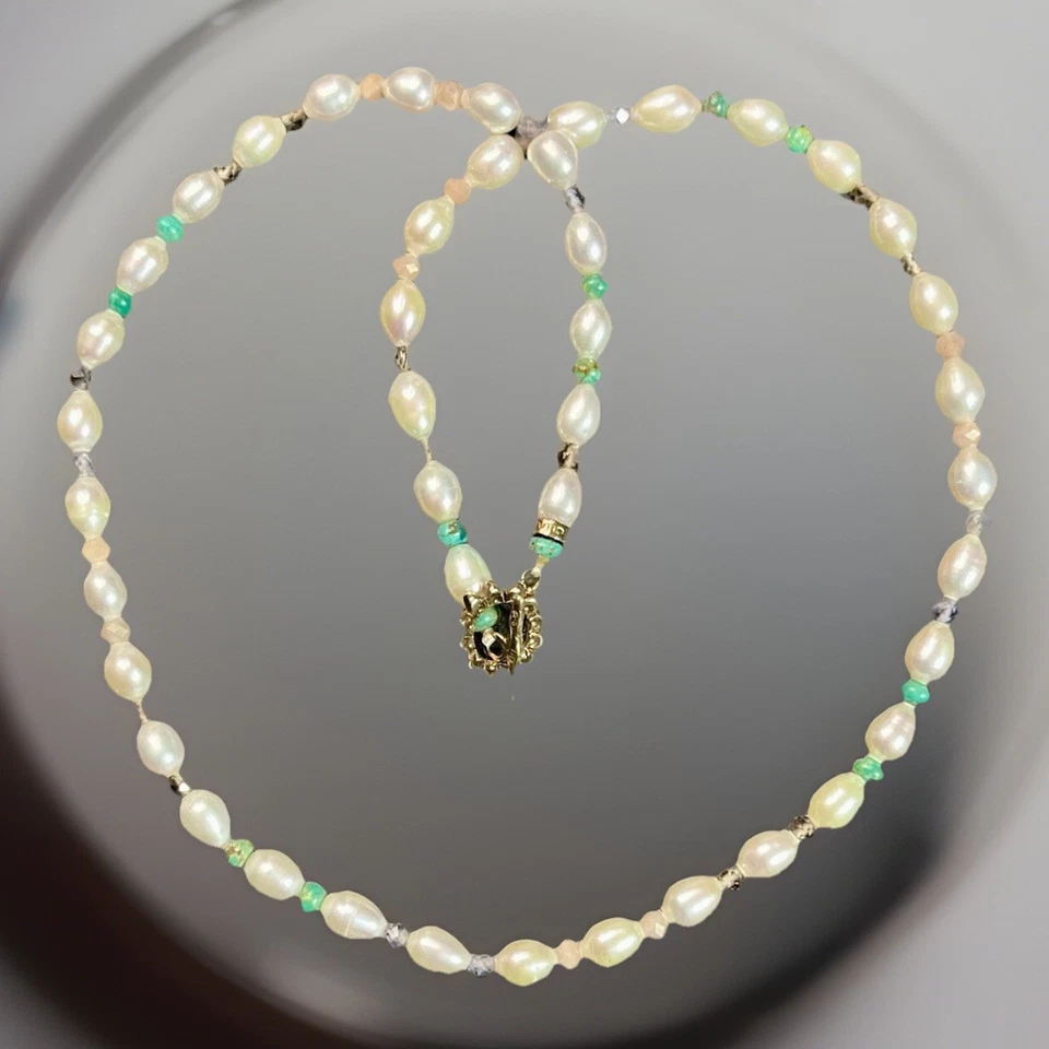 Chan Luu Freshwater Pearls Turquoise Crystals 17" Necklace Signed EUC Gorgeous - Image 1 of 4