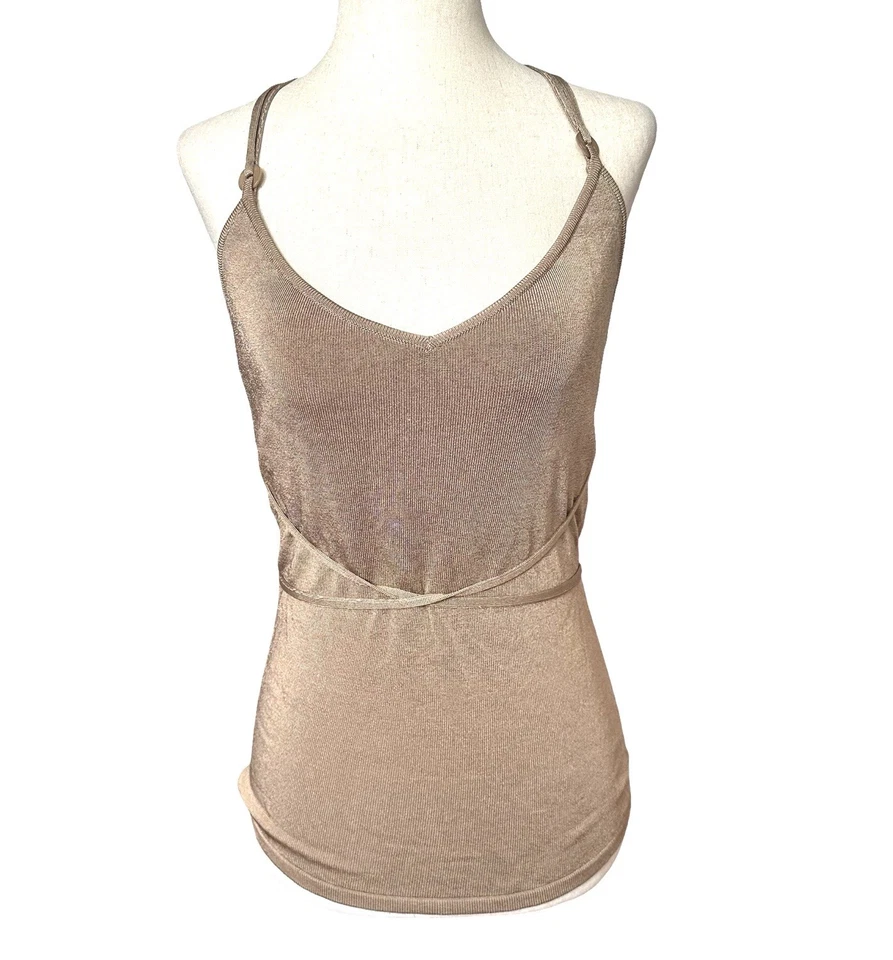 Camisola Tejida Dana Buchman De Colección Y2K Muestra Talla 6 Correas de Espagueti Taupe Neutro Foto 1 de 4