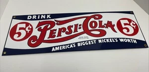 Insegna porcellana/smalto Ande Rooney PEPSI-COLA RETRÒ 18"W x 6"H - Foto 1 di 3