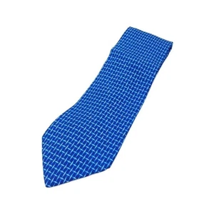 Cravatta collo HERMES blu navy logo seta venditore Giappone N0202 35 Made in France - Foto 1 di 6