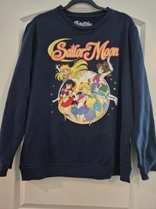 Sailor Moon Sweatshirt Top Blue Anime Cartoon 90's Crew Women’s Sz XL - Picture 1 of 5