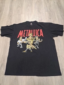 Vintage Metallica Shirt 1996 1997 Tourdaten 90er Rock Band Karikatur Logo XL - Bild 1 von 7