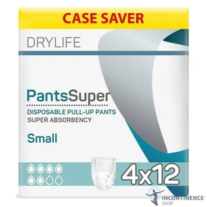 4x Drylife Unisex Incontinence Pants Super - Small - Pack of 12 - 2000ml - Picture 1 of 9