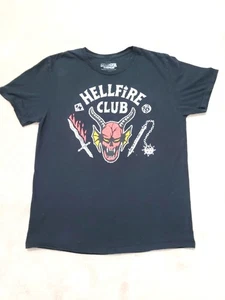 Netflix Hellfire Club Stranger Things Black T-Shirt 100% Cotton Unisex Size L - Picture 1 of 8