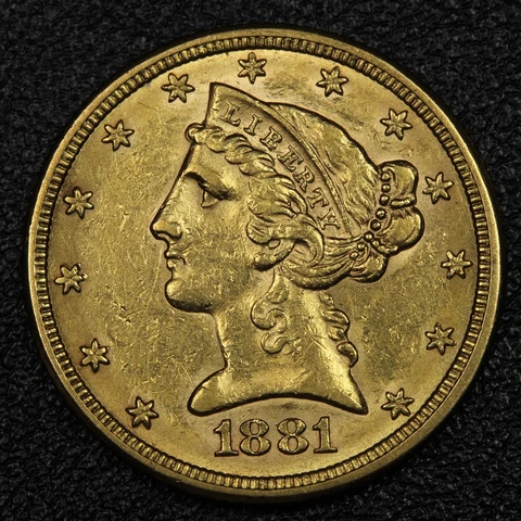 1881 Liberty Head $5 Five Dollar Gold Half Eagle Cover