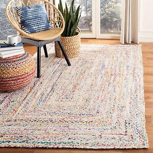 Rug Rectangle Handmade Rustic Look Carpet Cotton Multicolor Indian Rug