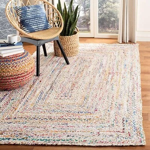 Rug Rectangle Handmade Rustic Look Carpet Cotton Multicolor Indian Rug - Picture 1 of 4