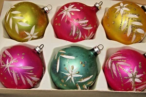 Lot Vintage Glass Stencil Pictured STAR BALL Christmas Ornaments Germany - Picture 1 of 10