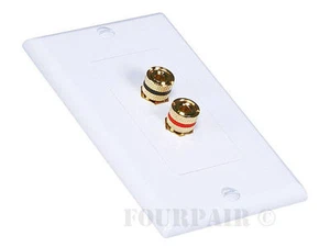 1 Speaker 2 Binding Post Banana Jack Wall Plate Face Plate Surround Sound White - Picture 1 of 1