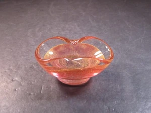 VTG Quality Murano Italy Miniature Pink WIth Gold Lutz Decoration Art Glass Dish - Picture 1 of 6