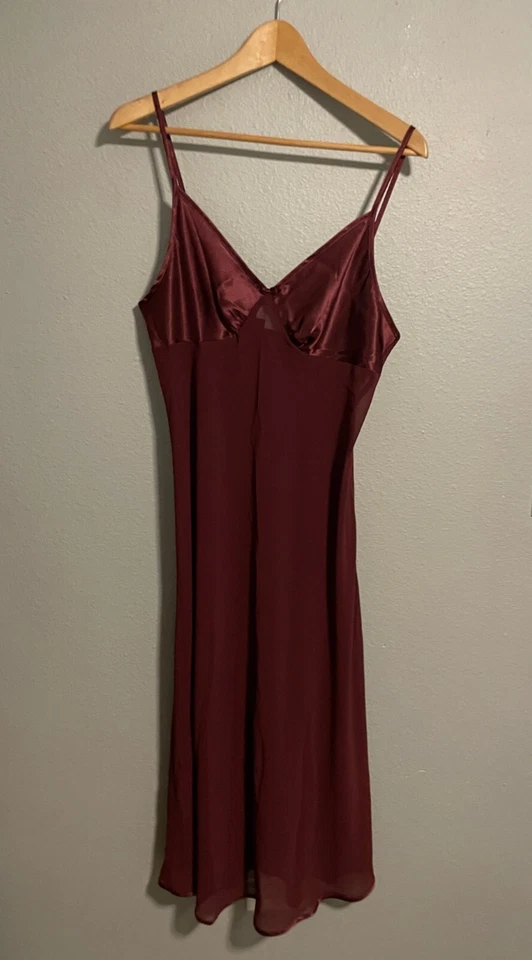 Vestido sin Mangas Jones New York Para Mujer Talla Grande Granate Babydoll Borde Satinado Hada Y2K Foto 1 de 4