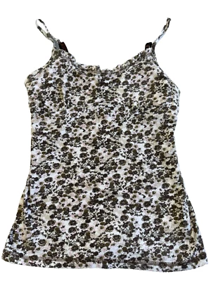 Camiseta sin mangas LEI Y2K Babydoll con tiras floral marrón rosa M algodón con encanto ajustable Foto 1 de 4