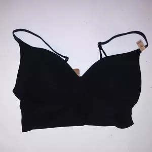 Victoria Secret PINK Bralette Bra Black Solid Push Up Padded Wireless New - Picture 1 of 4