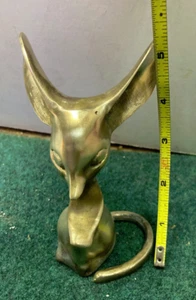Vtg Solid Brass Mouse Large Ears Paperweight Sculpture Figurine MCM Patina 5" - Picture 1 of 5