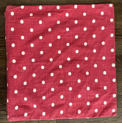 Pottery Barn Pillow Cover Red White Polka Dot 100% Cotton 18x18 Christmas - Image 1 of 4