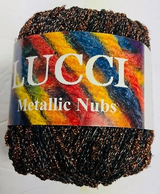 Lucci Yarns Metallic Nubs Lot of 2 Ball  Copper on Black Textural  Yarn New - Image 1 of 4