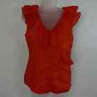 Boden Womens 6 Blouse Sleeveless Alicia Orange Red V Neck Ruffle Top