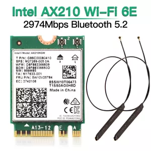 Intel Wifi 6 AX200 Wifi 6E AX210 802.11ax Wifi Bluetooth Card with Wifi Antennas - Picture 1 of 19
