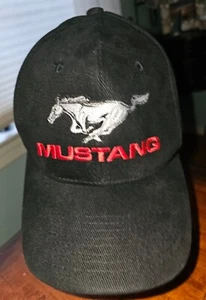 Ford Mustang Cotton Black Hat Car Truck Sportscar Cap Red Silver Logos Snapback - Picture 1 of 6