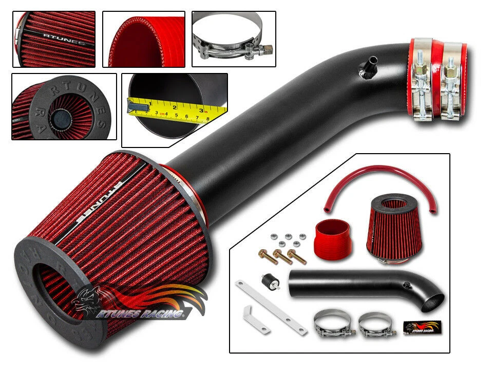 KIT ADMISIÓN AIRE NEGRO MATE + Filtro Rojo Para 93-97 Civic Del Sol S Si 1.6L 1.5L Foto 1 de 1