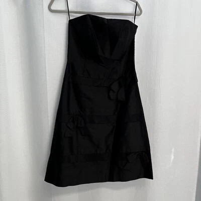 Vestido para mujer CK Bradley negro 100 % seda sin tirantes detalle de lazo caprichoso 4 Foto 1 de 4