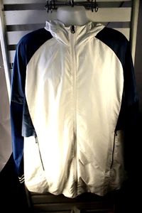 Adidas Jacket ID Woven Shell Hood Size Men's XL Blue White Wind Breaker NWT - Picture 1 of 15