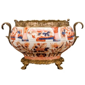NUEVA PLANTADORA ORMOLU ORNAMENTADA DE PORCELANA Y BRONCE IMARI - Imagen 1 de 3