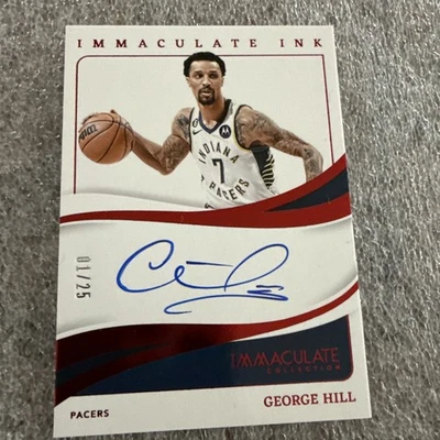 2023-24 Panini Colección Inmaculada George Hill Tinta Roja Auto/25 Pacers #11-GHI Foto 1 de 4