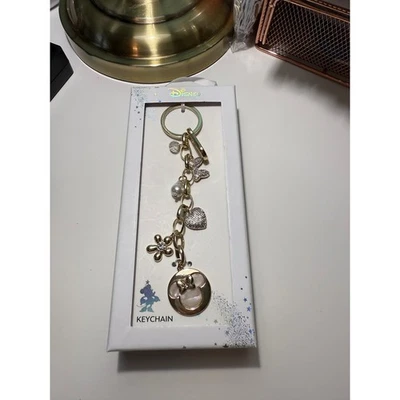 Disney Minnie Mouse Charm Keychain with Rhinestone Heart Butterfly Flower Pearl - Image 1 of 4