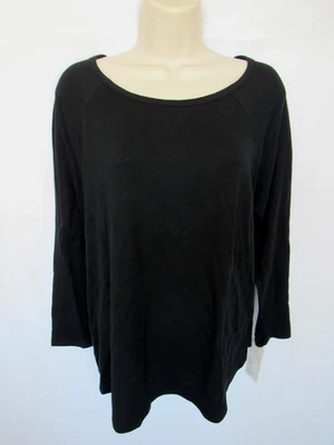 GILLIGAN & O'MALLEY WOMANS L black soft modal spandex long sleeve SLEEP SHIRT - Image 1 of 4