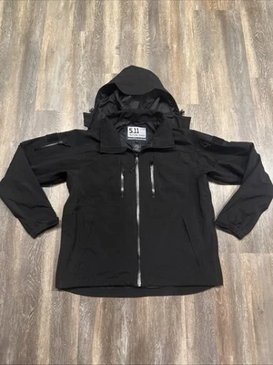 5.11 Tactical Hooded Jacket Mens Large Black Sabre 2.0 Zip Up Multiple Pockets - Image 1 of 4