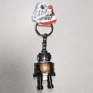 Vintage Texas Robot Keychain Articulated Limbs Metal Silver Souvenir Keyring - Picture 1 of 14