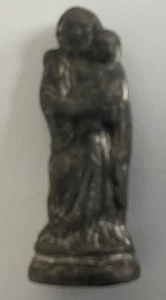Vintage Taschenschrein des Heiligen Antonius & Kind Miniatur Statue Metall religiös - Bild 1 von 4