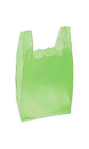 SSWBasics Small Lime Green T-Shirt Shopping Bags Disposable with Handles (8” - Picture 1 of 1