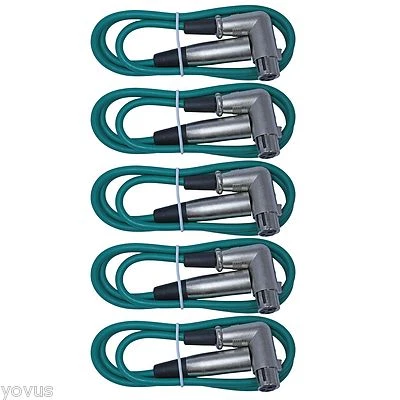 YOVUS 5pack 10ft foot GREEN XLR male to female mic microphone audio cables patch cords