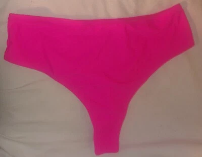 WOMENS HI CUT STYLE THONG BIKINI BOTTOM HOT PINK SIZE LARGE NEW - Image 1 of 4